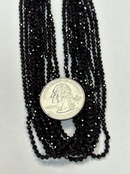 BLACK SPINEL ROUND FACETED 2-2.50 MM