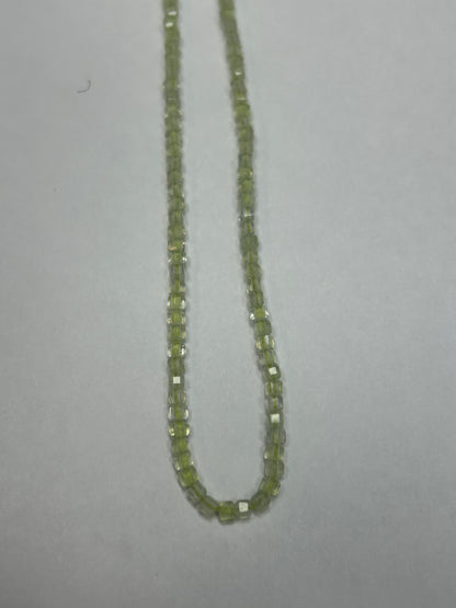 Prehnite Faceted Square, Prehnite faceted box, faceted cube.