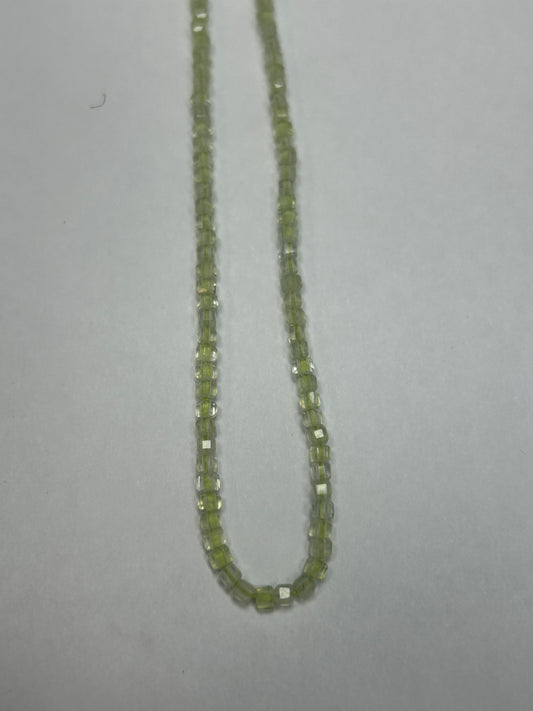 Prehnite Faceted Square, Prehnite faceted box, faceted cube.