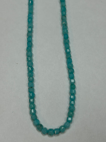 Amazonite Faceted Square, Amazonite faceted box, faceted cube.