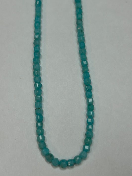 Amazonite Faceted Square, Amazonite faceted box, faceted cube.