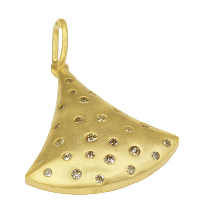 Art Deco Shape 14k Solid Gold Diamond Pendants.