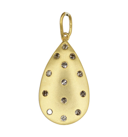 Pear 14k Solid Gold Diamond Pendants.