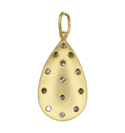 Pear 14k Solid Gold Diamond Pendants.