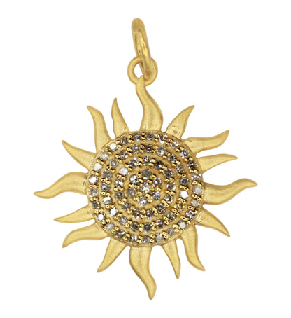 Sun 14k Solid Gold Diamond Pendants.