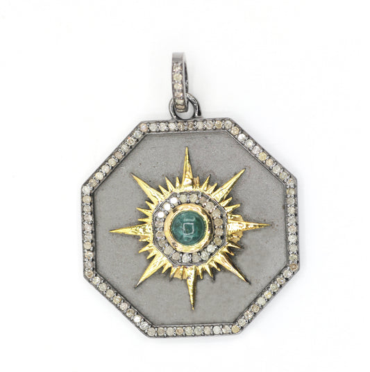 Hexagon Pave Diamond Pendant