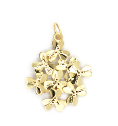 Heart Flower 14k Solid Gold Diamond Pendants.