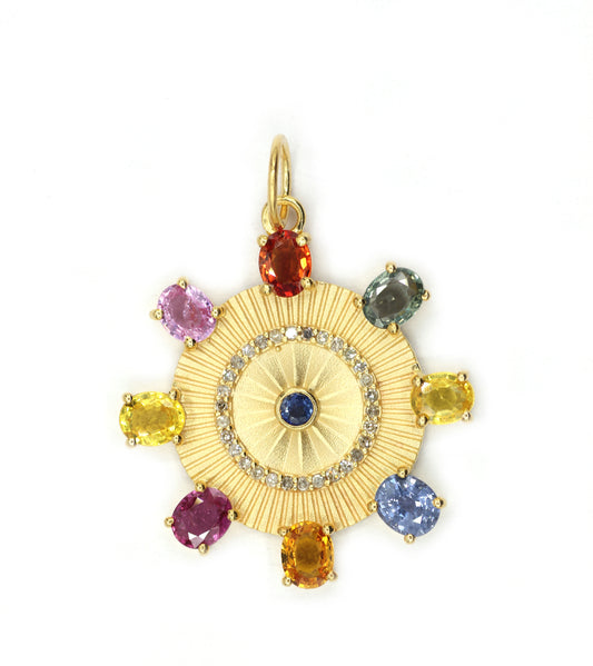 Round 14k Solid Gold Diamond Pendants.