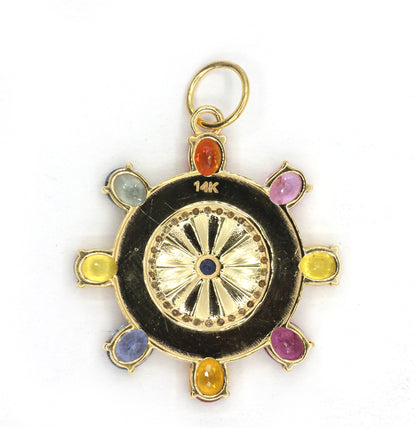 Round 14k Solid Gold Diamond Pendants.
