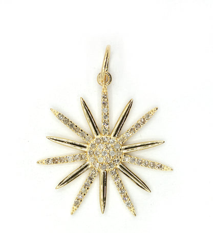 Star 14k Solid Gold Diamond Pendants