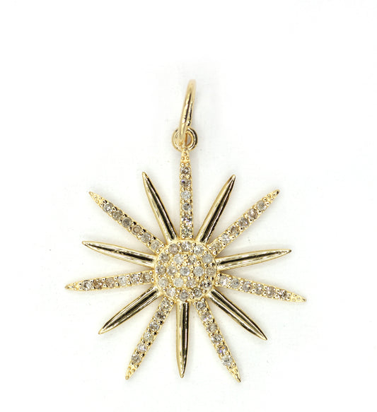 Star 14k Solid Gold Diamond Pendants