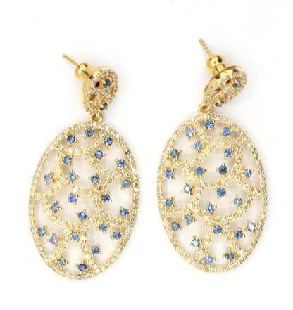 Oval 14k Solid Gold Diamond Earring