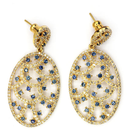 Oval 14k Solid Gold Diamond Earring