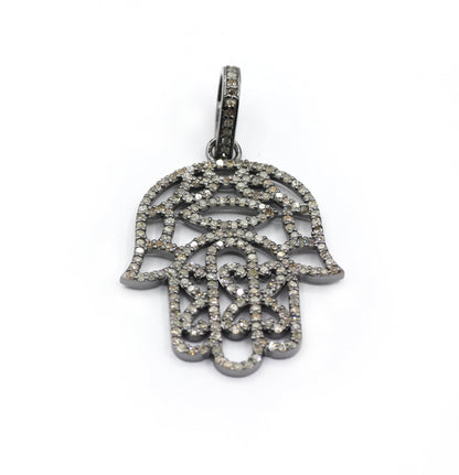 Hamsa Hand Pave Diamond Pendant