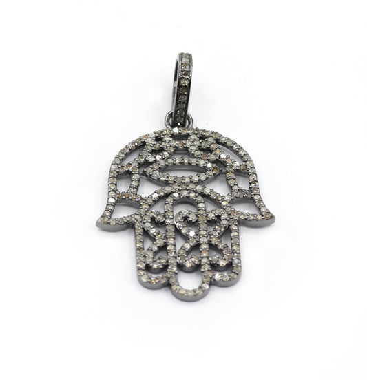 Hamsa Hand Pave Diamond Pendant