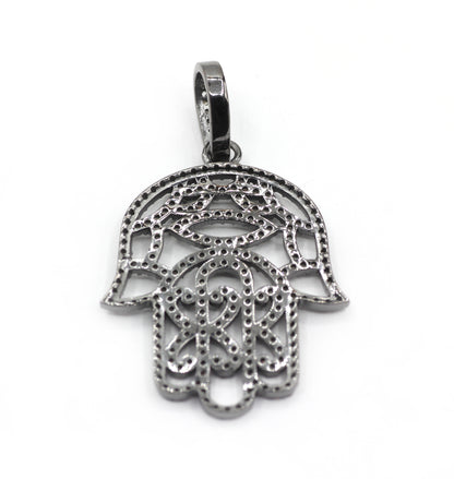 Hamsa Hand Pave Diamond Pendant