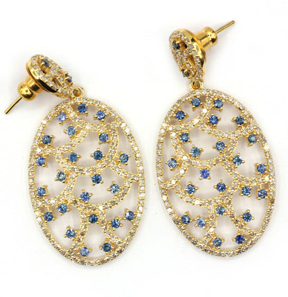 Oval 14k Solid Gold Diamond Earring