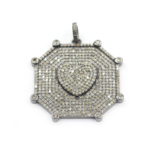 Hexagon Pave Diamond Pendant