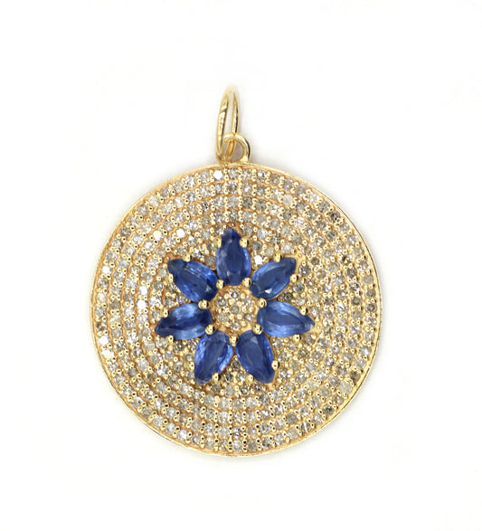 Round 14k Solid Gold Diamond Pendants.