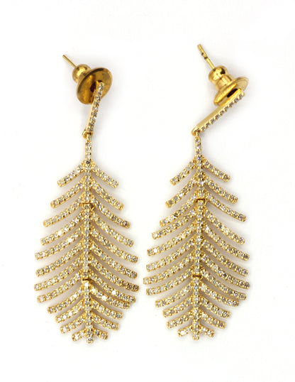 Leaf 14k Solid Gold Diamond Earring