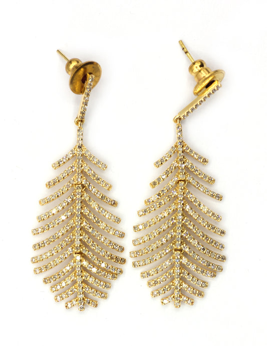 Leaf 14k Solid Gold Diamond Earring