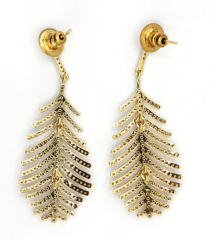 Leaf 14k Solid Gold Diamond Earring