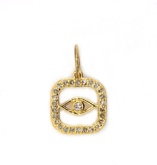 Square 14k Solid Gold Diamond Pendants.