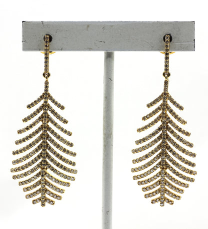 Leaf 14k Solid Gold Diamond Earring