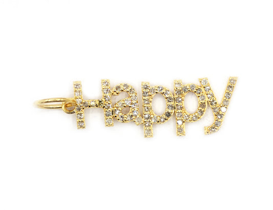 Happy 14k Solid Gold Diamond Pendants.