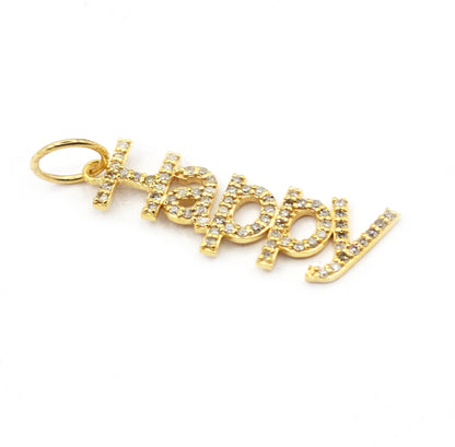 Happy 14k Solid Gold Diamond Pendants.