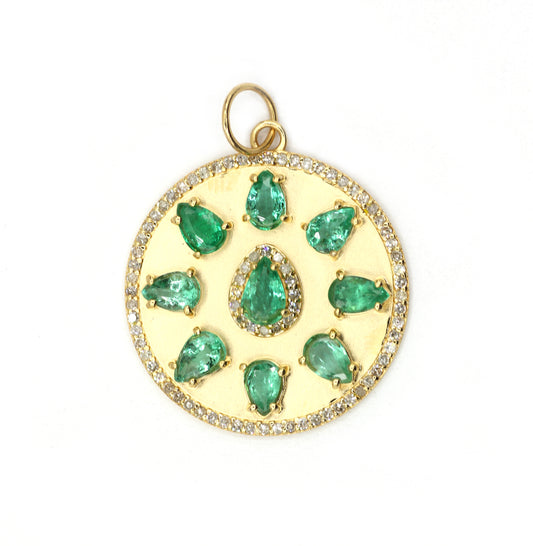 Round 14k Solid Gold Diamond Pendants.