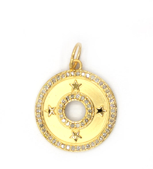 Round 14k Solid Gold Diamond Pendants.