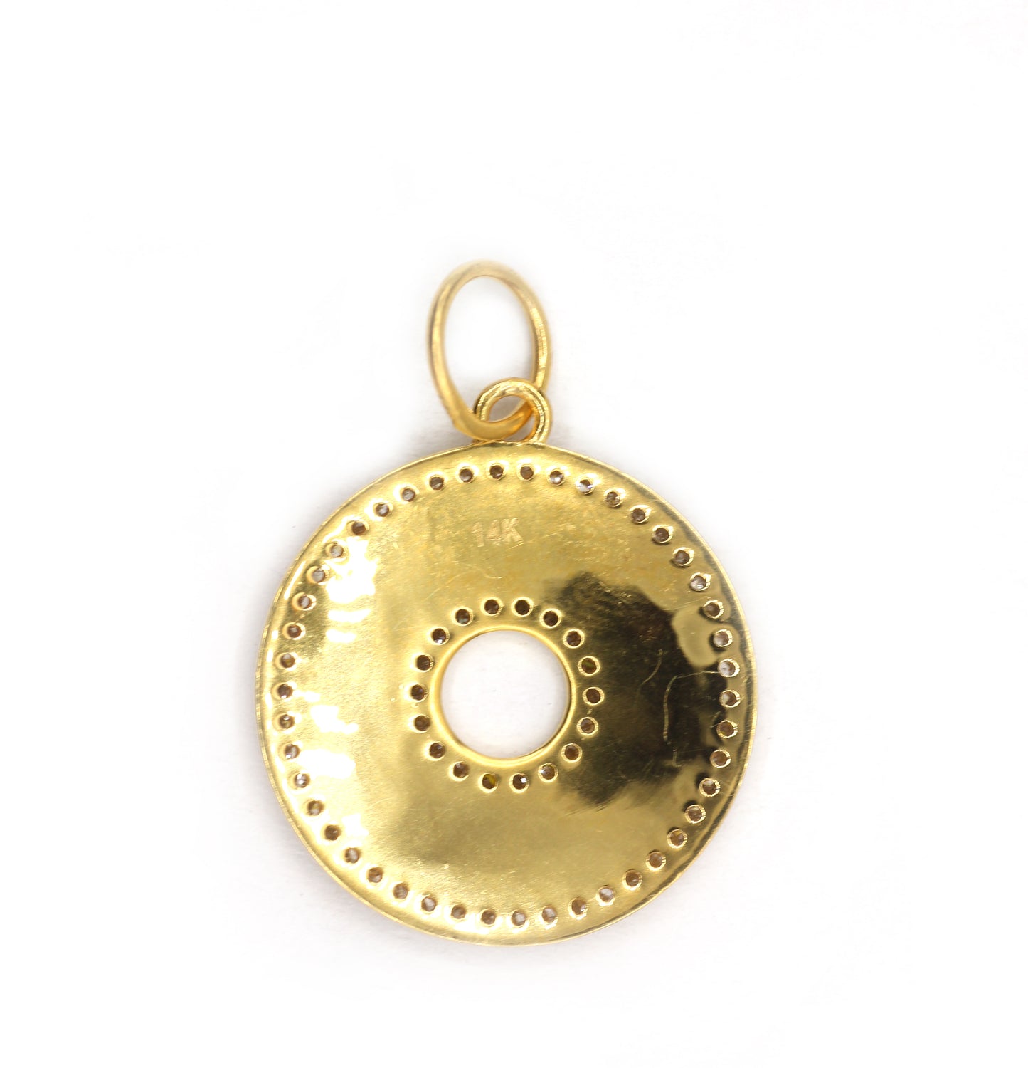 Round 14k Solid Gold Diamond Pendants.