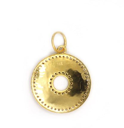 Round 14k Solid Gold Diamond Pendants.