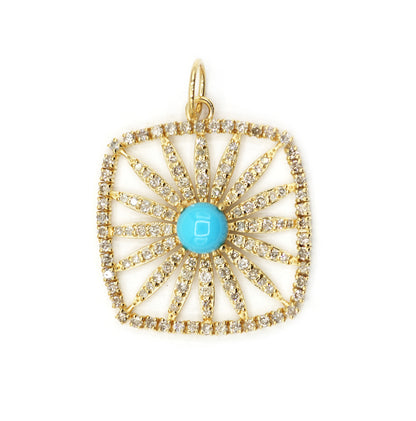 Square 14k Solid Gold Diamond Pendants.