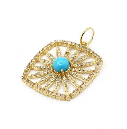 Square 14k Solid Gold Diamond Pendants.