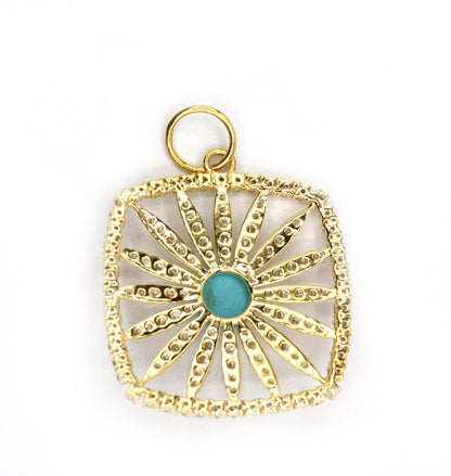 Square 14k Solid Gold Diamond Pendants.