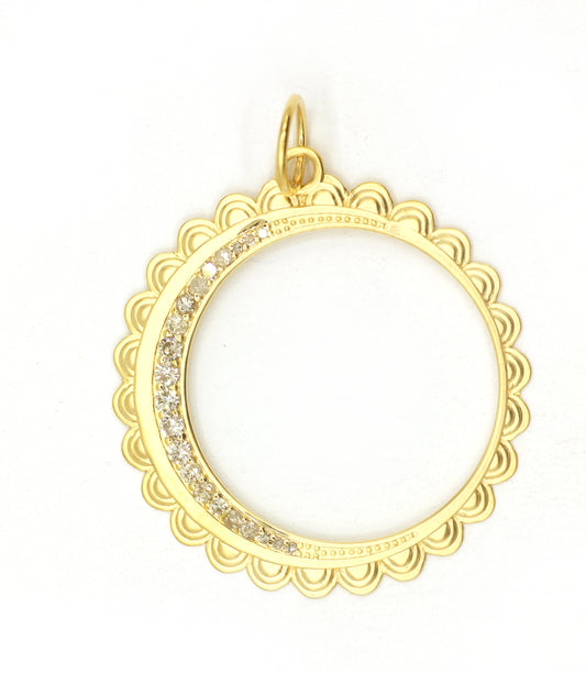 Round 14k Solid Gold Diamond Pendants.
