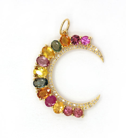 Moon 14k Solid Gold Diamond Pendants.