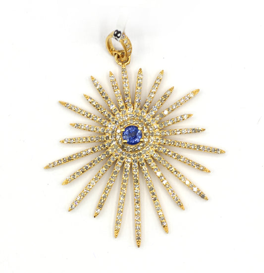 Starburst 14k Solid Gold Diamond Pendants.