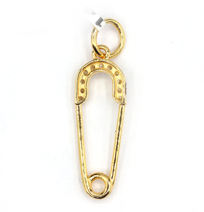 safety pin 14k Solid Gold Diamond Pendants.