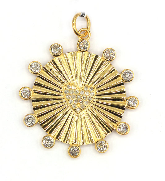 Heart 14k Solid Gold Diamond Pendants.