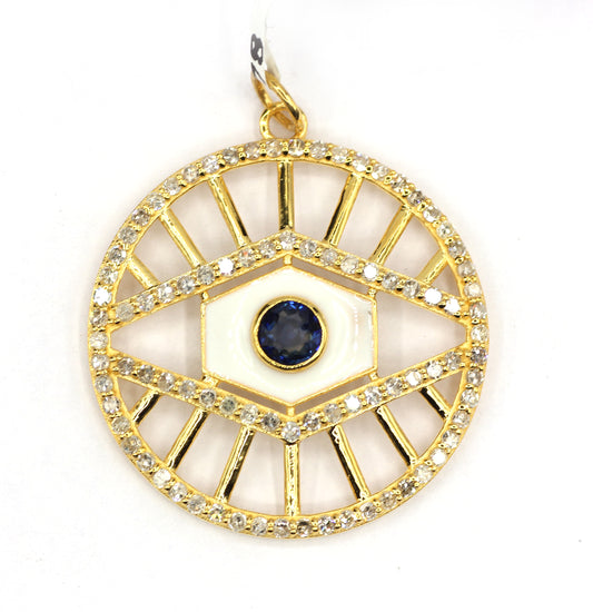 Round 14k Solid Gold Diamond Pendants.