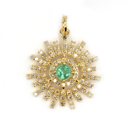 Starburst 14k Solid Gold Diamond Pendants
