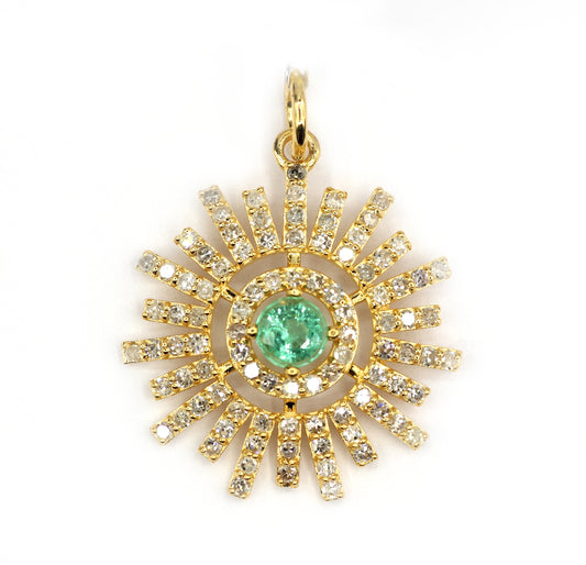 Starburst 14k Solid Gold Diamond Pendants