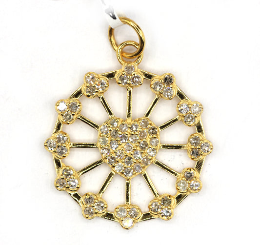 Heart 14k Solid Gold Diamond Pendants.