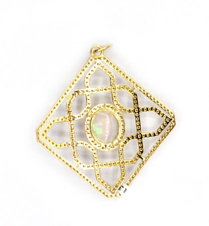 Square 14k Solid Gold Diamond Pendants.