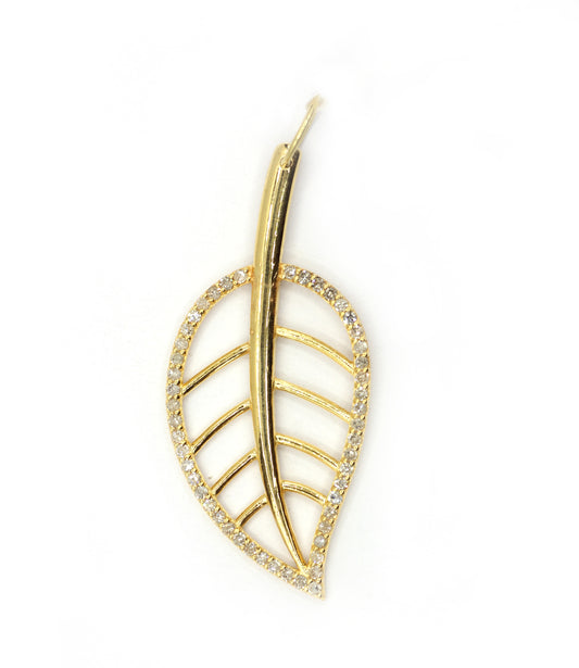 Leaf 14k Solid Gold Diamond Pendants.