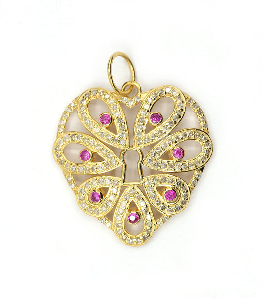 Heart 14k Solid Gold Diamond Pendants.