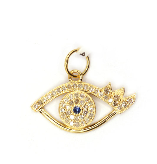 Evil Eye 14k Solid Gold Diamond Pendants.